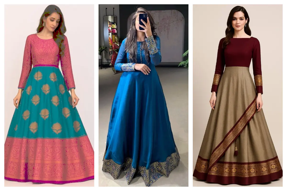 لباس ساری؛ ساتن سنگین با حاشیه طلایی، هر جا که بپوشی همه فقط به تو زل میزنن!